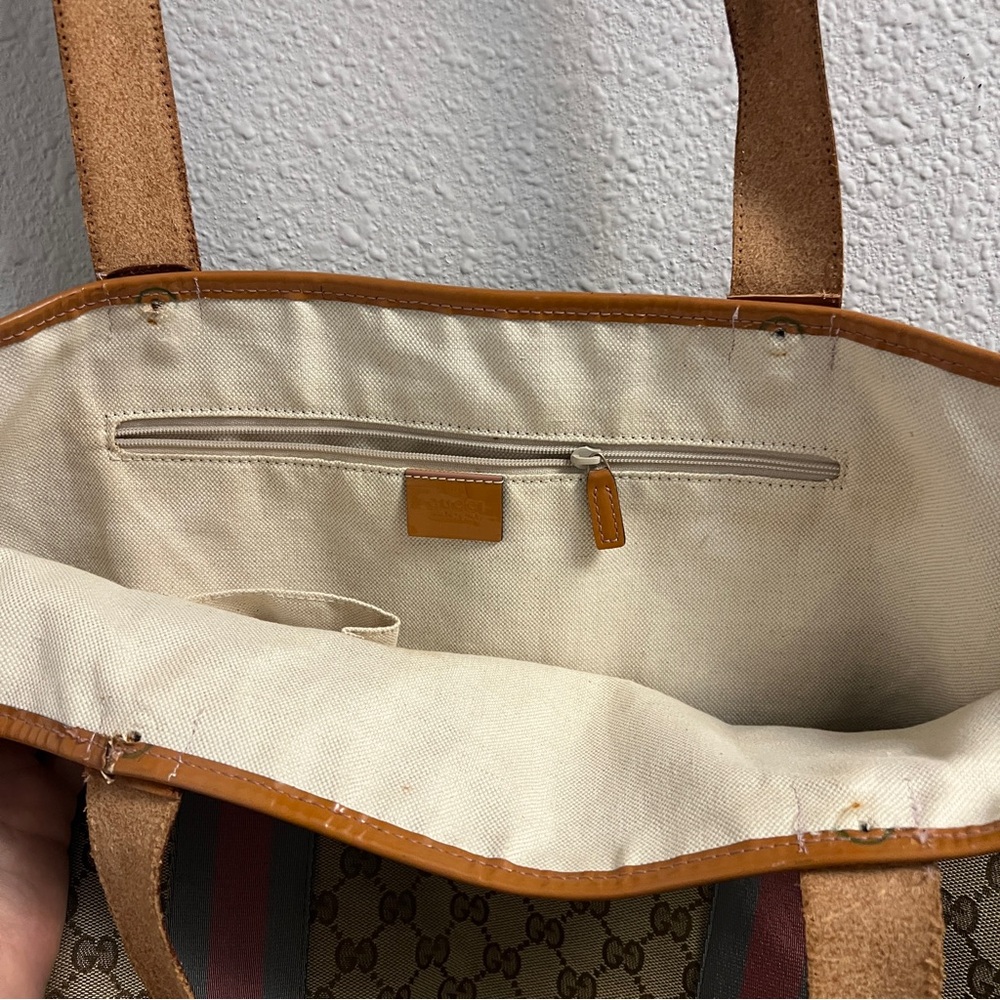 Gucci Jolie Sherry Beige Tan Stripe Tote - Picture 15 of 15